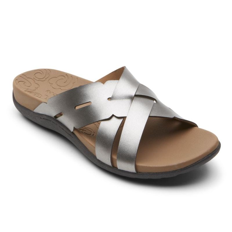 ROCKPORT - WOMEN'S RIDGE WOVEN SLIDE-PEWTER