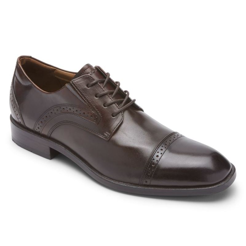 ROCKPORT - MEN'S TOTAL MOTION OFFICE CAP TOE OXFORD-DARK BROWN