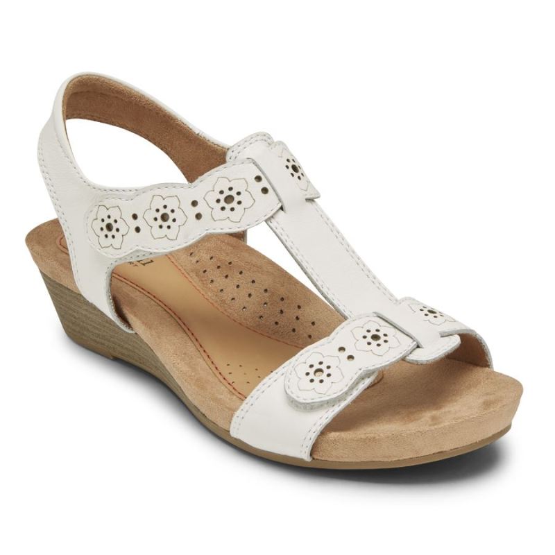 ROCKPORT - WOMEN'S COBB HILL HOLLYWOOD T-STRAP SANDAL-WHITE