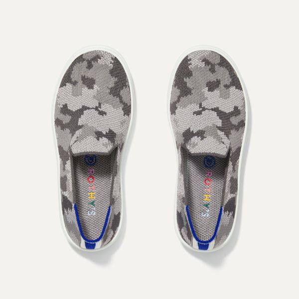 The Kids Sneaker-Grey Camo Kid's Rothys Shoes
