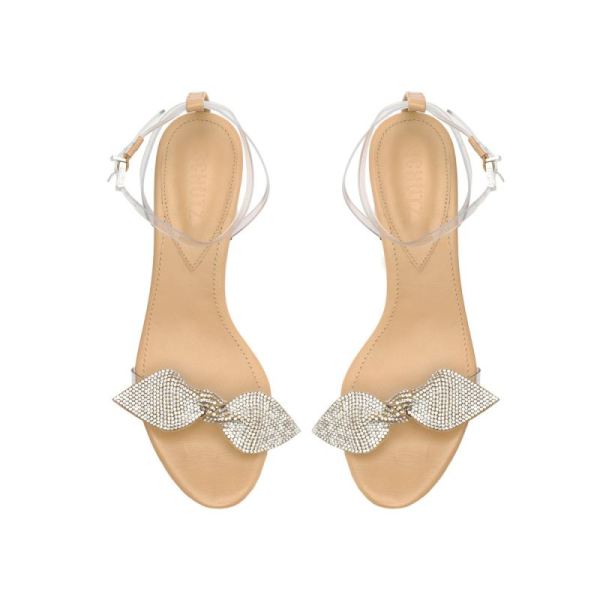 Schutz | Women's Elyda Crystal Mid Block Sandal-Light Nude