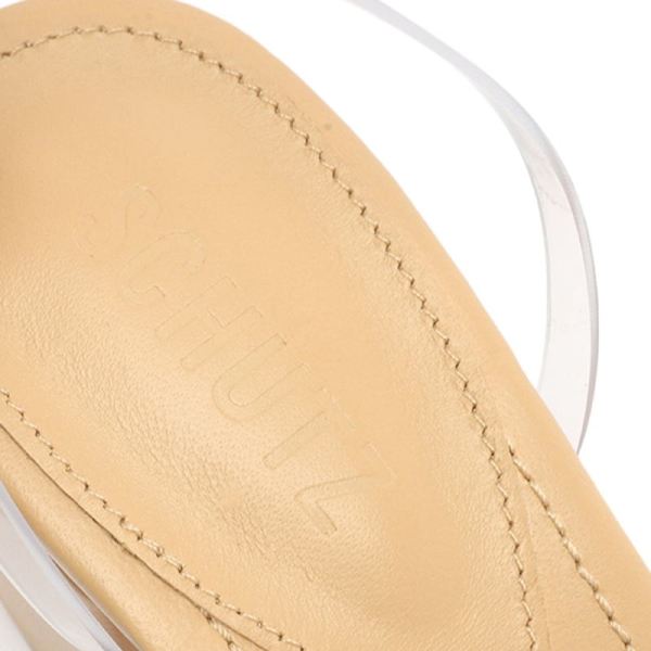 Schutz | Women's Elyda Crystal Mid Block Sandal-Light Nude