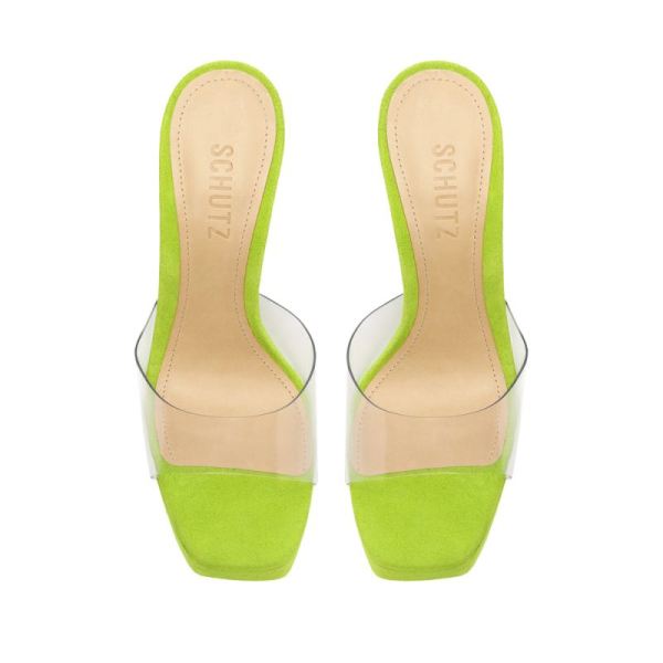Schutz | Women's Haila Vinyl&Suede Sandal-Green
