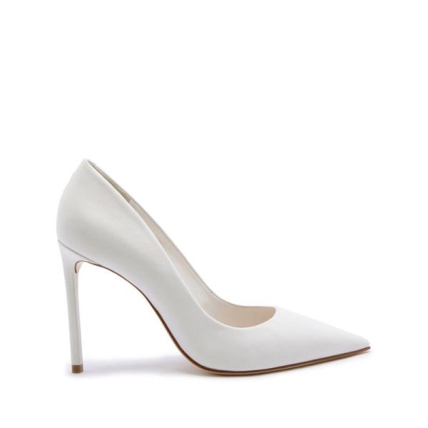 Schutz | Women's Lou Leather Pump in White | Pointed Toe Shoe -White
