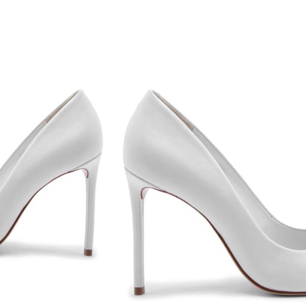 Schutz | Women's Lou Leather Pump in White | Pointed Toe Shoe  -White