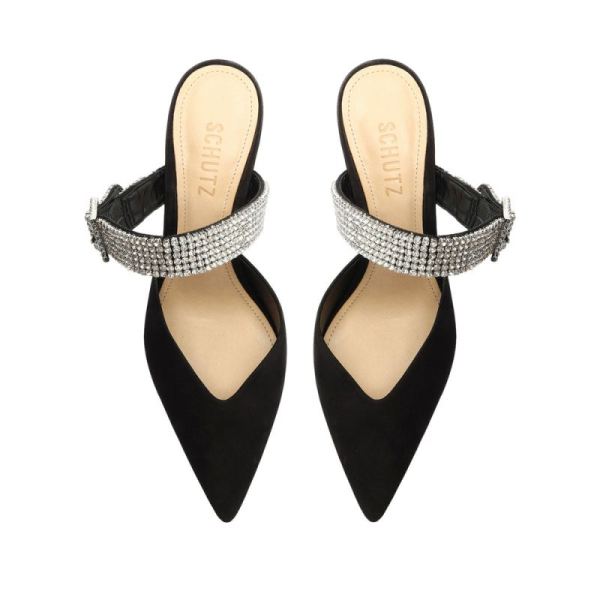 Schutz | Women's Tishara Nubuck&Rhinestones Pump-Black
