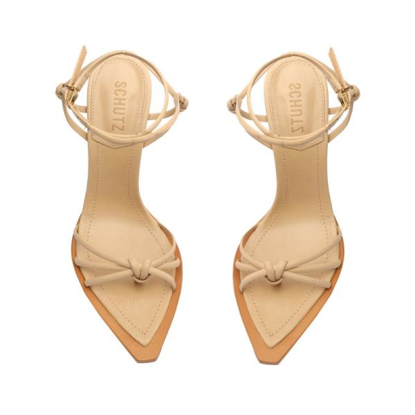 Schutz | Women's Abby Leather Sandal-Light Beige