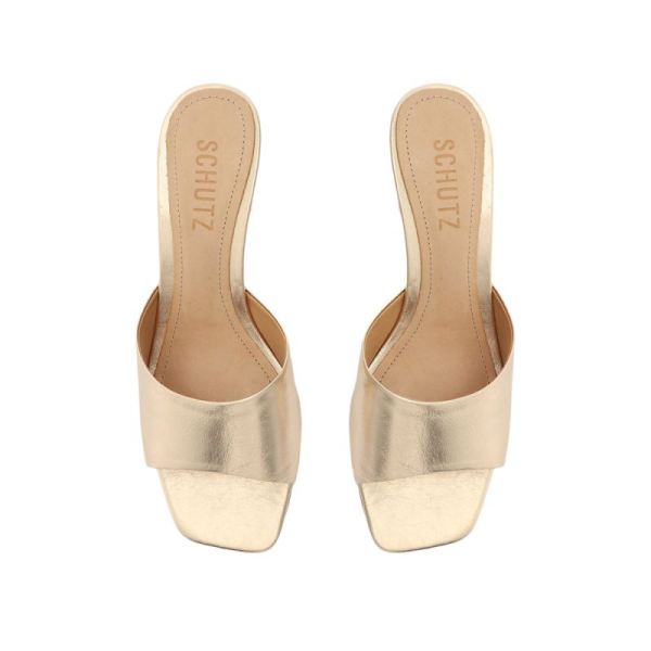 Schutz | Women's Dethalia Metallic Leather Sandal-Platina Gold
