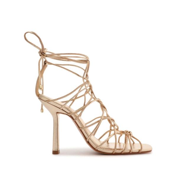 Schutz | Women's Heyde Metallic Leather Sandal-Platina Gold