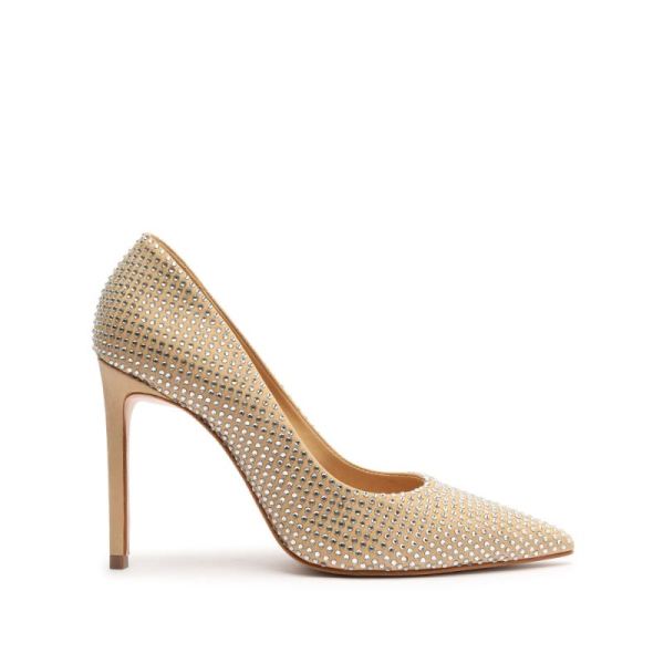 Schutz | Women's Lou Crystal Nubuck&Rhinestones Pump-Light Nude