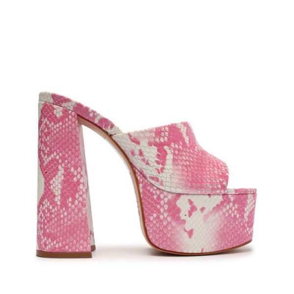 Schutz | Women's Darah Snake-Embossed Leather Sandal-Rose Snake