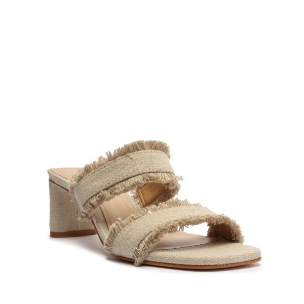 Schutz | Women's Amely Mid Block Fabric Sandal-Oyster