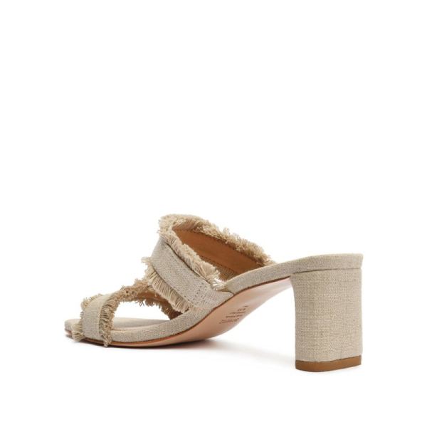 Schutz | Women's Amely Mid Block Fabric Sandal-Oyster