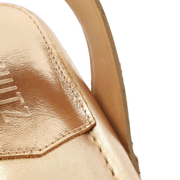 Schutz | Women's Lansy Metallic Leather Sandal-Platina Gold