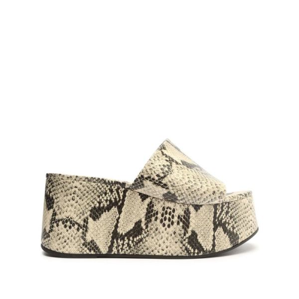 Schutz | Women's Marih Snake-Embossed Leather Sandal-Natural Snake