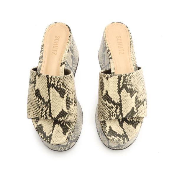 Schutz | Women's Marih Snake-Embossed Leather Sandal-Natural Snake