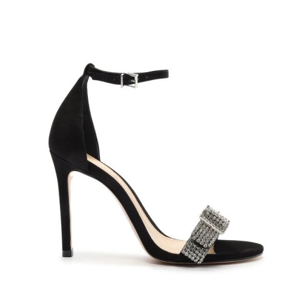 Schutz | Women's Perlah Nubuck&Rhinestones Sandal-Black