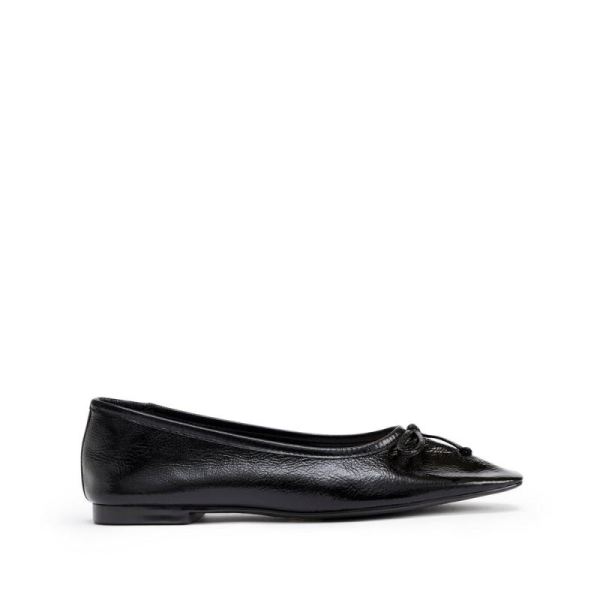 Schutz | Women's Arissa Ballet Flat with Bow Tie Detail in Leather -Black