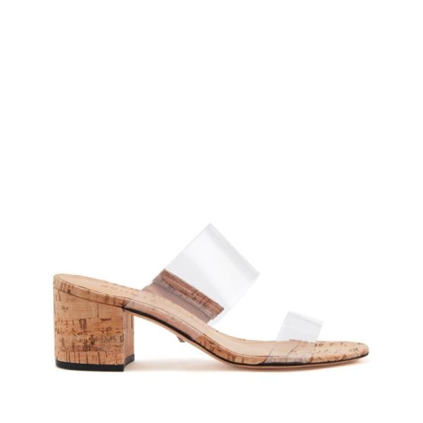 Schutz | Women's Victorie Low Heel Sandal in Natural Cork&Vinyl -Natural Cork