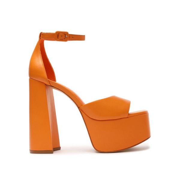 Schutz | Women's Lenne Nappa Leather Sandal-Bright Tangerine