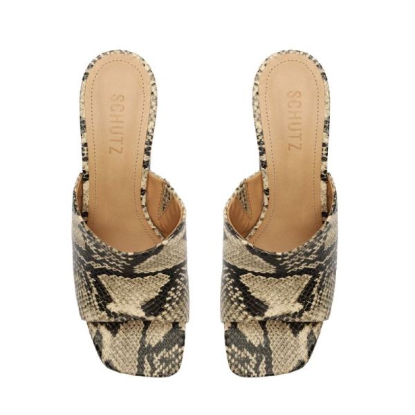 Schutz | Women's Darah Snake Embossed Leather Sandal-Natural Snake