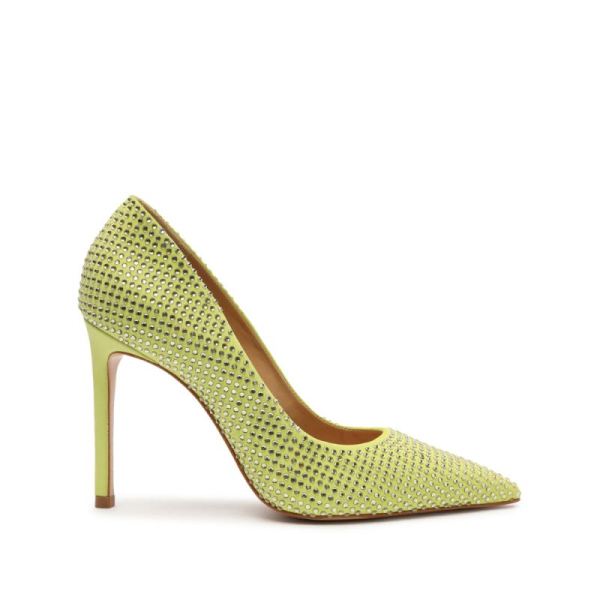Schutz | Women's Lou Crystal Nubuck Pump-Wild Lime
