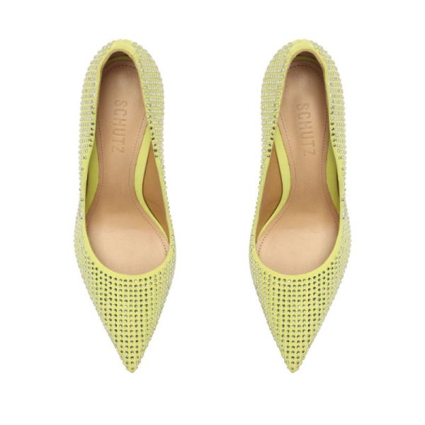 Schutz | Women's Lou Crystal Nubuck Pump-Wild Lime