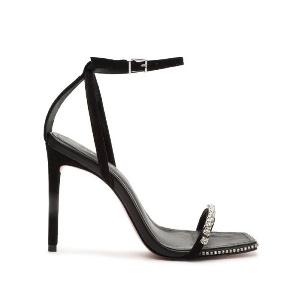 Schutz | Women's Loule Nubuck&Rhinestones Sandal-Black