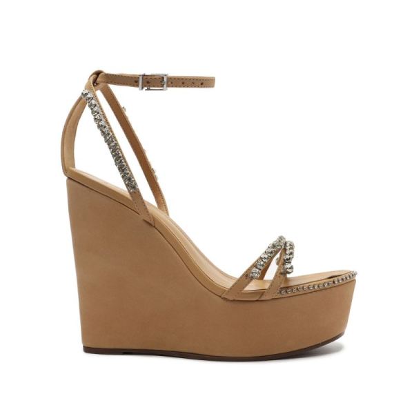 Schutz | Women's Loule Nubuck Wedge Sandal-Light Nude