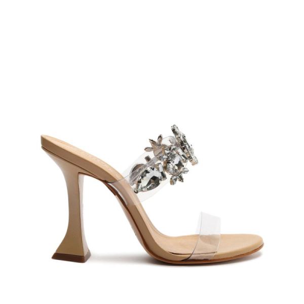 Schutz | Women's Laureen Vinyl&Crystal Sandal-Light Wood