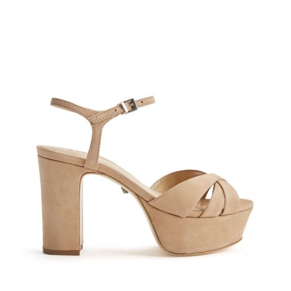 Schutz | Women's Keefa Platform Sandal in Nubuck: classic one -Honey Beige