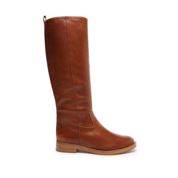 Schutz | Women's Goldie Leather Boot-Dark Caramel