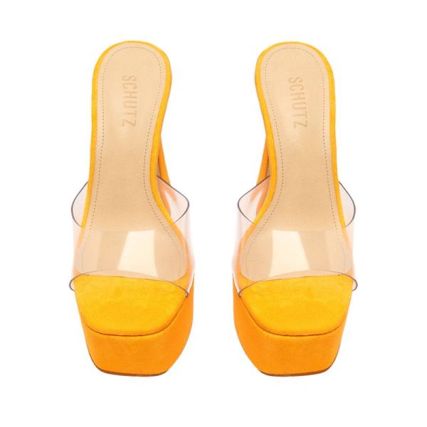 Schutz | Women's Haila Vinyl&Suede Sandal-Orange