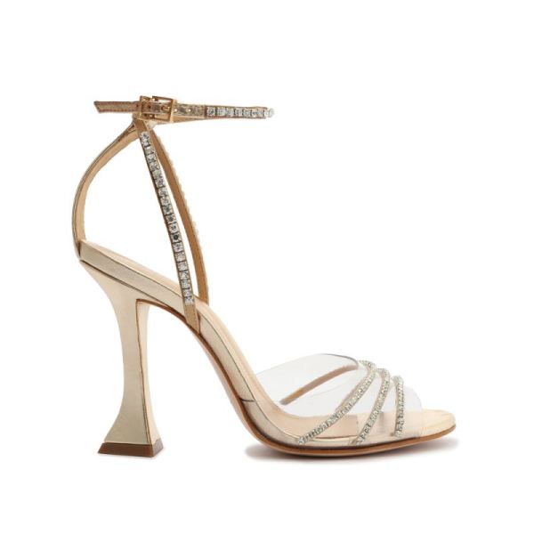 Schutz | Women's Renah Vinyl&Rhinestones Sandal-Platina Gold