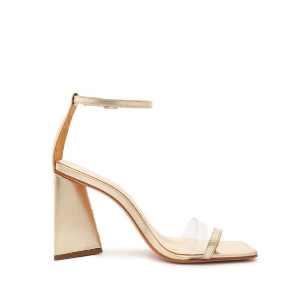 Schutz | Women's Avva Vinyl&Metallic Nappa Sandal-Platina Gold