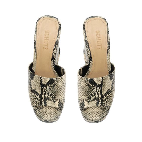 Schutz | Women's Dalle Snake-Embossed Leather Sandal-Natural Snake