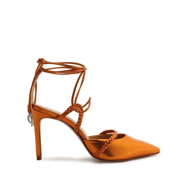 Schutz | Women's Lunah Metallic Nappa Leather Pump-Orange