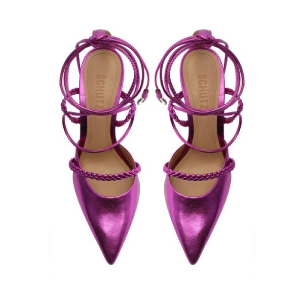 Schutz | Women's Lunah Metallic Nappa Leather Pump-Bright Violet