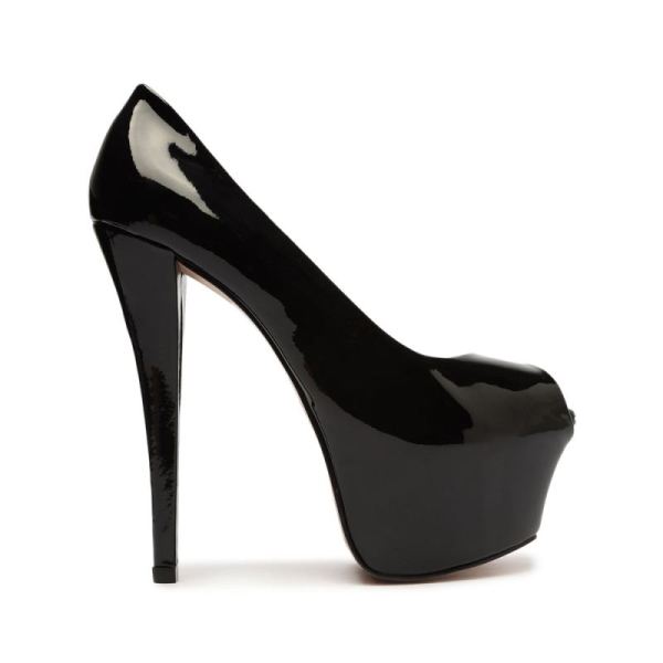 Schutz | Women's Zelda Platform Patent Peep Toe-Black