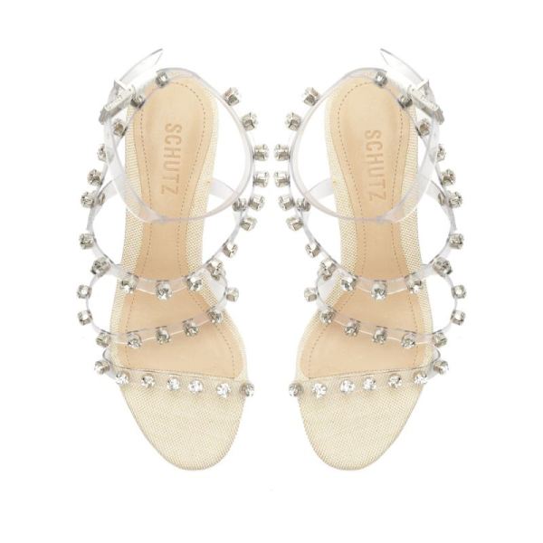 Schutz | Women's Steph Leather&Vinyl Sandal-White
