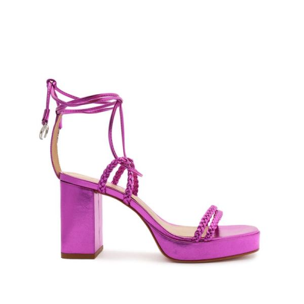 Schutz | Women's Lunah Metallic Nappa Sandal-Bright Violet