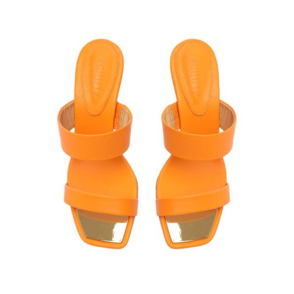 Schutz | Women's Aruana Nappa Leather Sandal-Bright Tangerine