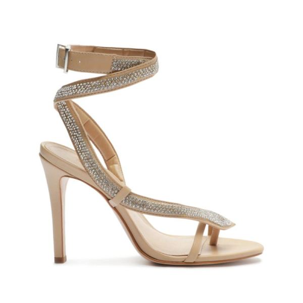 Schutz | Women's Courtney Crystal Nappa Leather Sandal-Gold
