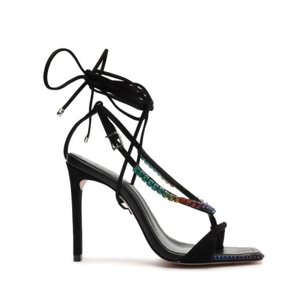 Schutz | Women's Vikki Crystal Nubuck Sandal-Black