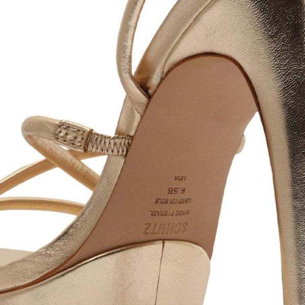 Schutz | Women's Zilla Metallic Leather Sandal-Gold