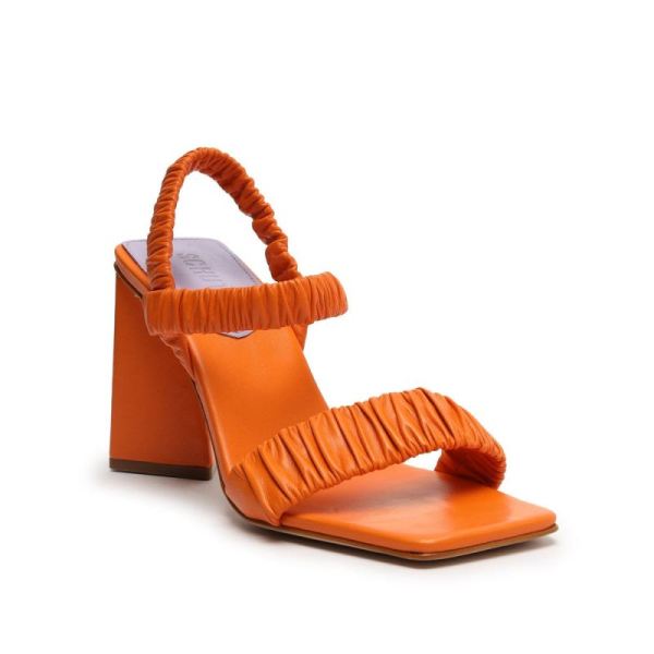Schutz | Women's Lirah Nappa Leather Sandal-Bright Tangerine