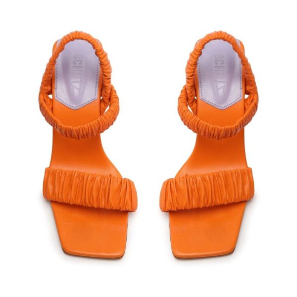 Schutz | Women's Lirah Nappa Leather Sandal-Bright Tangerine