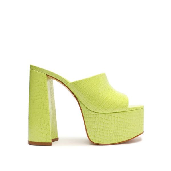 Schutz | Women's Darah Crocodile-Embossed Leather Sandal-Green Fresh