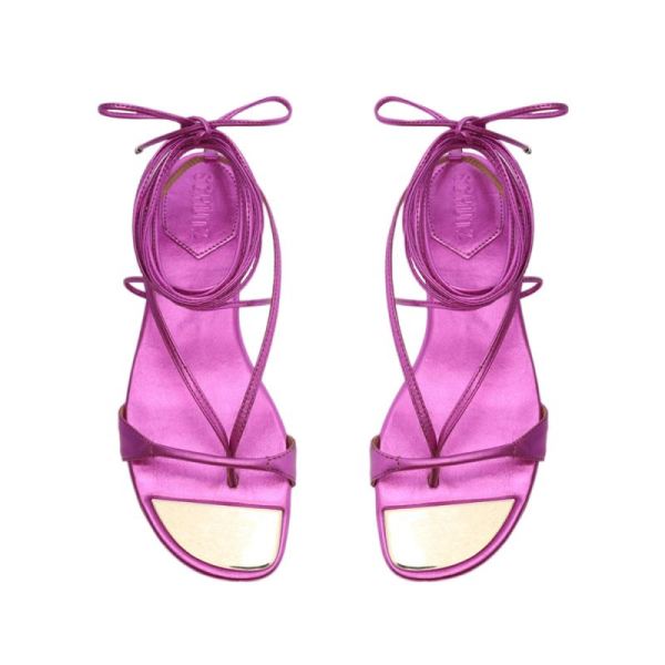 Schutz | Women's Vikki Flat Metallic Leather Sandal-Bright Violet