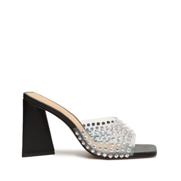 Schutz | Women's Lizah Crystal Vinyl Sandal-Black